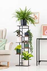 Duży stojący kwietnik 106cm metalowy 6 poziomów na kwiaty regał loft Mondo, czarny