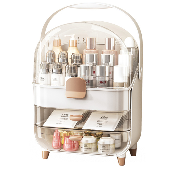 Elegant casket organizer Gloria for cosmetics and jewelry acrylic white with drawers