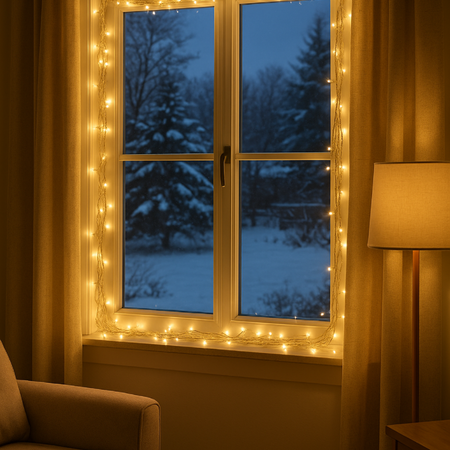 Lampki choinkowe 320 LED białe ciepłe wewnętrzne zewnętrzne 27m TIMER IP44