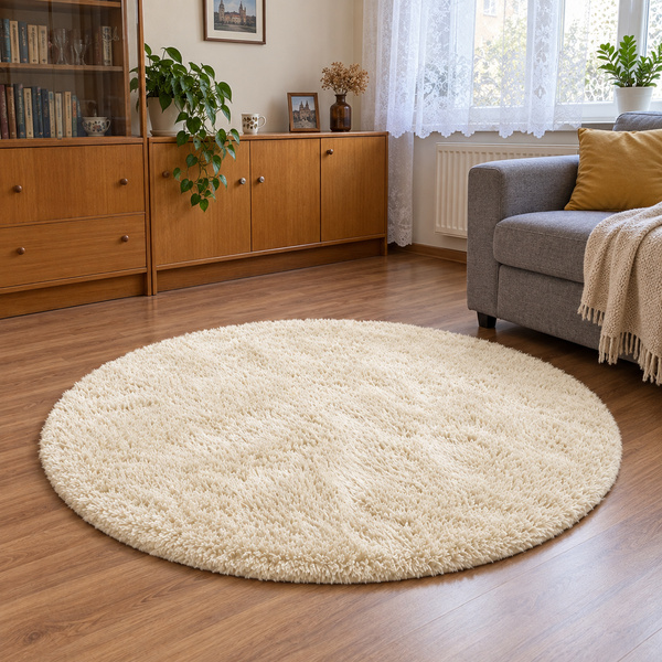 Shaggy Strado 120x120 CreamBeige (Beige) round carpet
