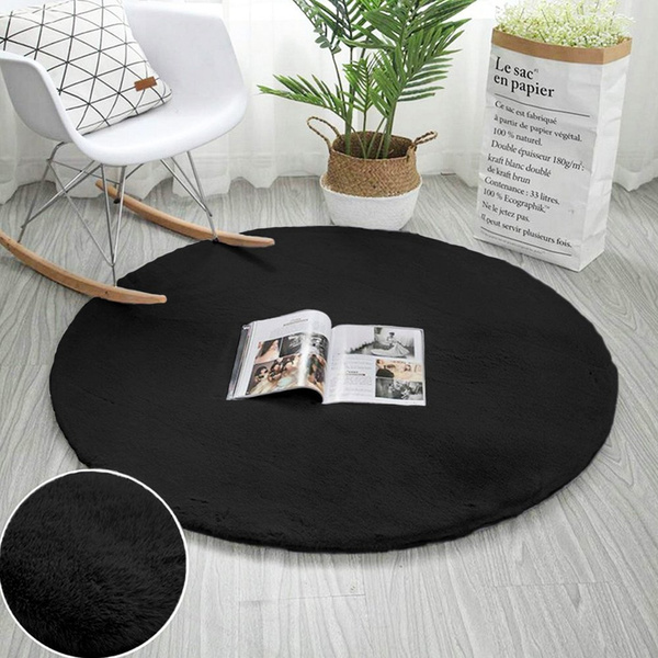 Rabbit Strado 80x80 Black round rug (Black)