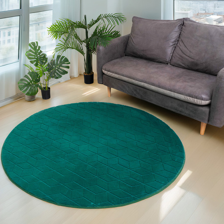 Dywan okrągły Rabbit 3D pluszowy miękki jedwabisty futro królika 200, zielony