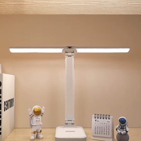 Lampka biurkowa LED Kreślarska szkolna na biurko z uchwytem na telefon, biała