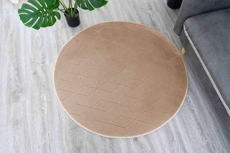 Dywan STRADO okrągły Rabbit 3D pluszowy miękki jak królik 160 Beige