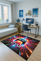 Dywan gamingowy 3D LET'S Play 120x170 cm - nowoczesny wzór 3D do pokoju gracza