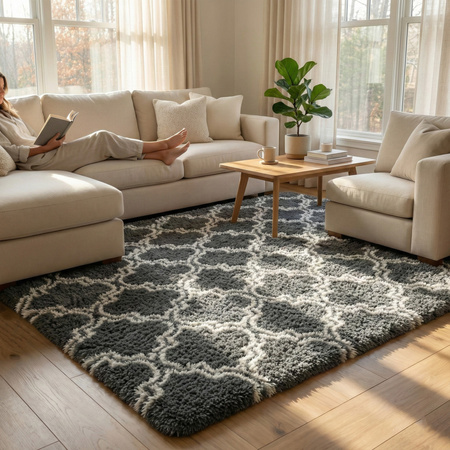 Dywan do salonu shaggy DECOR antypoślizgowy miękki puszysty modny 200x300 Grey Lantern