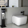 Metal toilet paper stand 2-in-1 free standing toilet brush