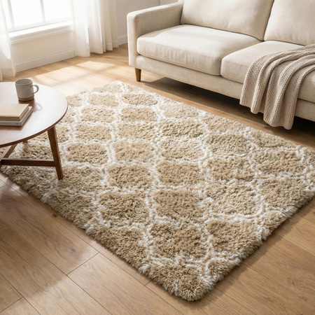 Dywan do salonu shaggy DECOR antypoślizgowy miękki puszysty modny 120x170 Khaki Lantern