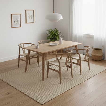 Dywan 160x230 do salonu pętelkowy duży japandi nowoczesny ciężki gruby POLO - Path Camel (Beżowy)