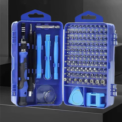 Zestaw precyzyjnych śrubokrętów 115w1 wkrętaki bity końcówki torx, niebieski