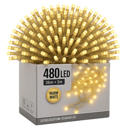 Lampki choinkowe 480 LED białe ciepłe wewnętrzne zewnętrzne 39m IP44, biały