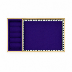 Szklana szkatułka na biżuterię 26x13x4cm organizer pudełko welurowa fioletowa