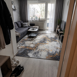 Dywan do salonu 200x300 NOVO Czarny Marmur  NOVO antypoślizgowy miękki