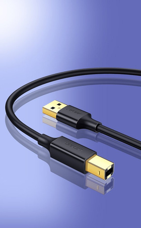 UGREEN US135 Kabel USB 2.0 A-B do drukarki, pozłacany, 1m (Czarny)