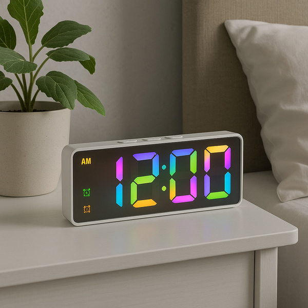 RGB LED digital alarm clock - DAC8 - White