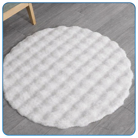 Dywan okrągły Rabbit Bubble 120 cm, biały - pluszowy, miękki do salonu i sypialni