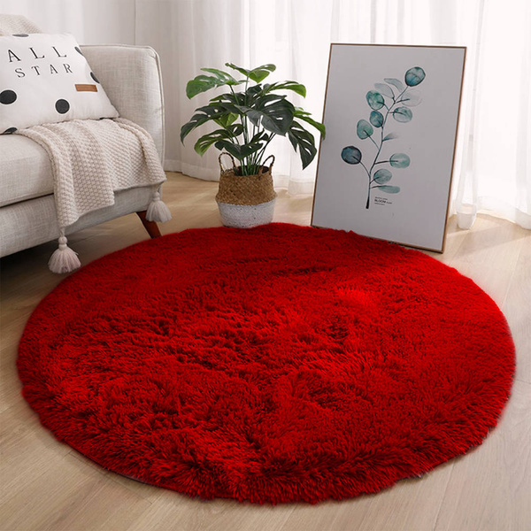 Dywan okrągły Shaggy 80x80 cm, jasny czerwony BloodyRed - pluszowy do salonu