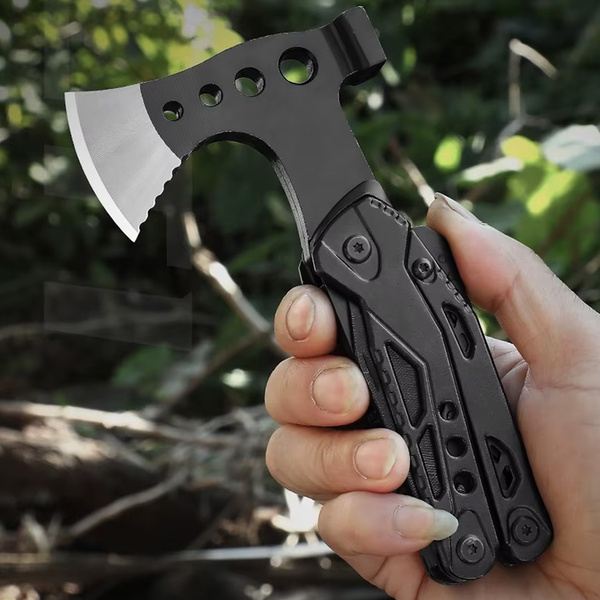 Wielofunkcyjny Multitool Narzędzie siekiera szczypce Survivalowy scyzoryk, czarny