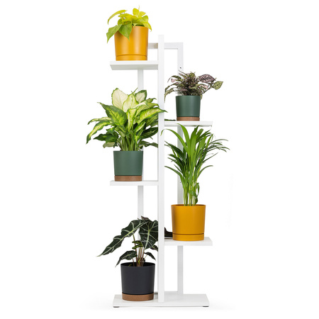Kwietnik stojący metalowy stojak na kwiaty rośliny 6 donic Tower 112 5cm, biały