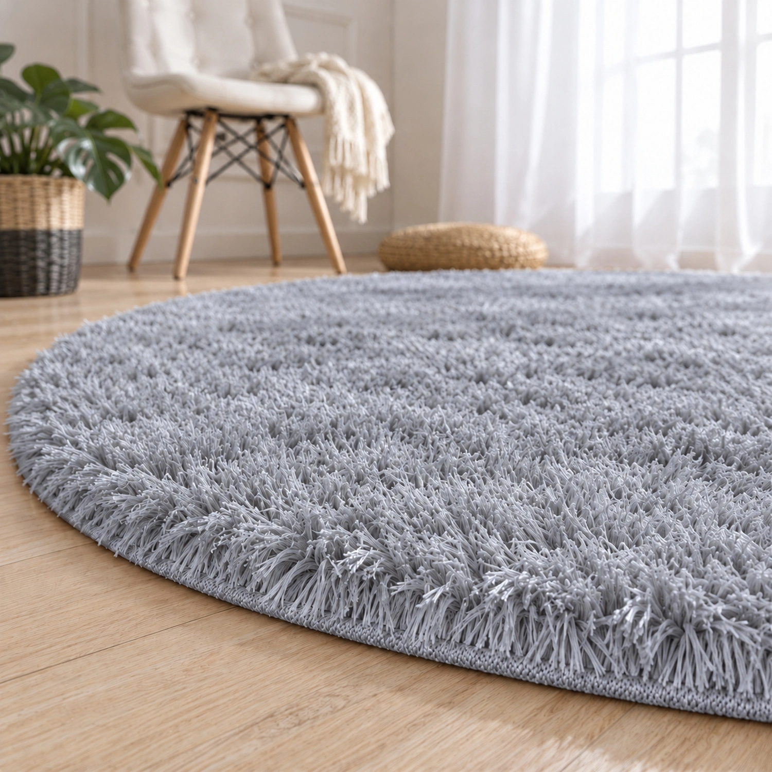 Dywan okrągły Shaggy SilverFur 300 cm — detal runa