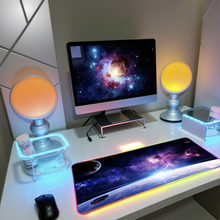 PODKŁADKA pod myszkę mysz podświetlana 80x30 LED na biurko XXL mata KOSMOS