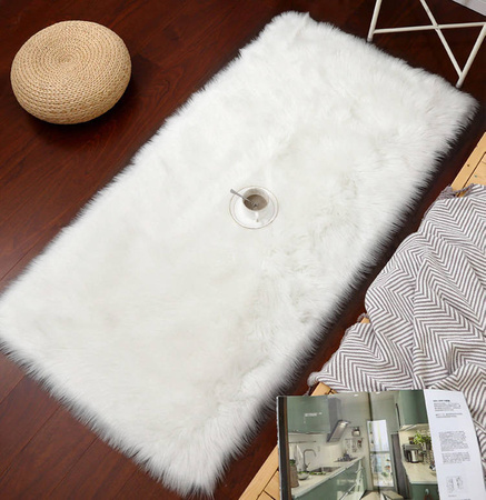 Dywan Owcza Skóra sztuczna puszysty futrzany miękki futro 120x180, biały
