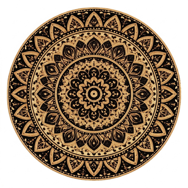 Dywan okrągły Mandala do salonu 100x100 orientalny NOVO antypoślizgowy
