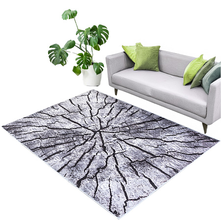 NOVO Strado modern tree trunk carpet for living room delicate grey velvet pattern Grey Trunk 140x200 cm