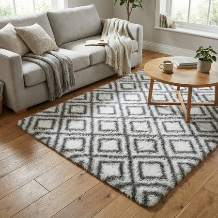 Dywan do salonu shaggy DECOR antypoślizgowy miękki puszysty modny 160x220, biały