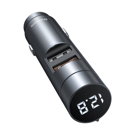 Transmiter FM Baseus Energy Column Bluetooth 5.0 2x USB 18W (Szary)