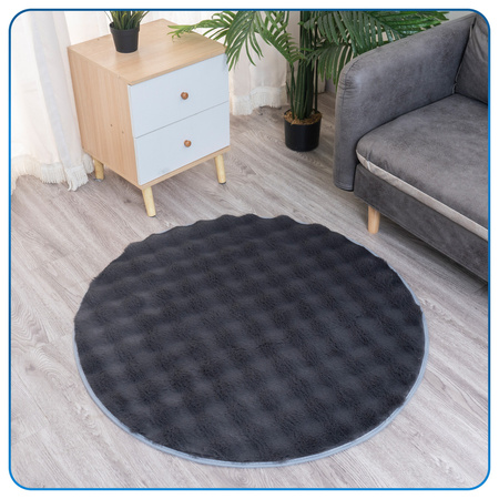 Dywan okrągły Rabbit Bubble 120 cm - miękki puszysty dywan do salonu i sypialni - szary