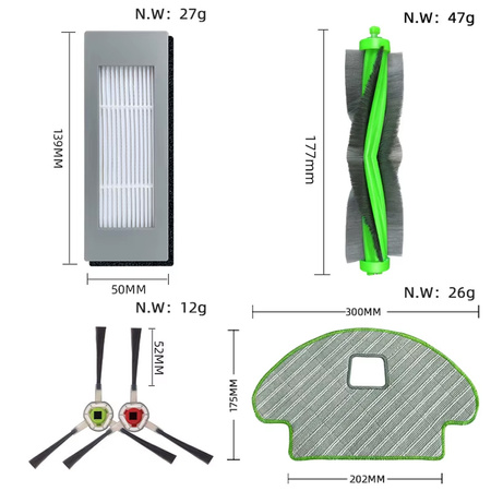 Zestaw szczotki filtry mop do iRobot Roomba Combo R111840 R113840 - 9 el.