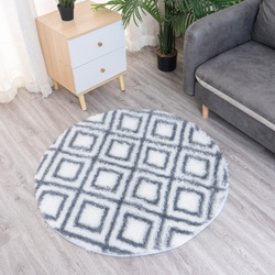 Dywan okrągły Shaggy Decor 140x140 cm, biały - pluszowy, miękki do salonu i sypialni