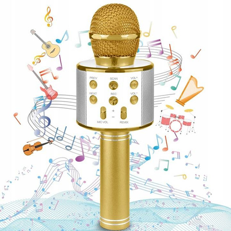 Mikrofon do karaoke Bluetooth (Złoty)