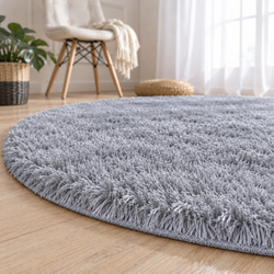 Shaggy Strado 180x180 SilverFur Round Carpet (Light Gray)