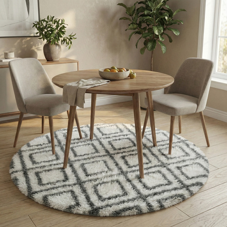 Dywan okrągły do salonu shaggy DECOR antypoślizgowy miękki puszysty 140x140 White Cube