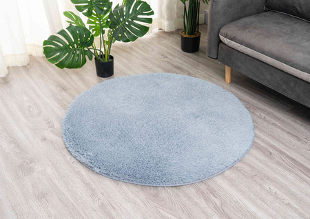 Dywan Okrągły Alpaca antypoślizgowy miękki nowoczesny salon 200x200, srebrny