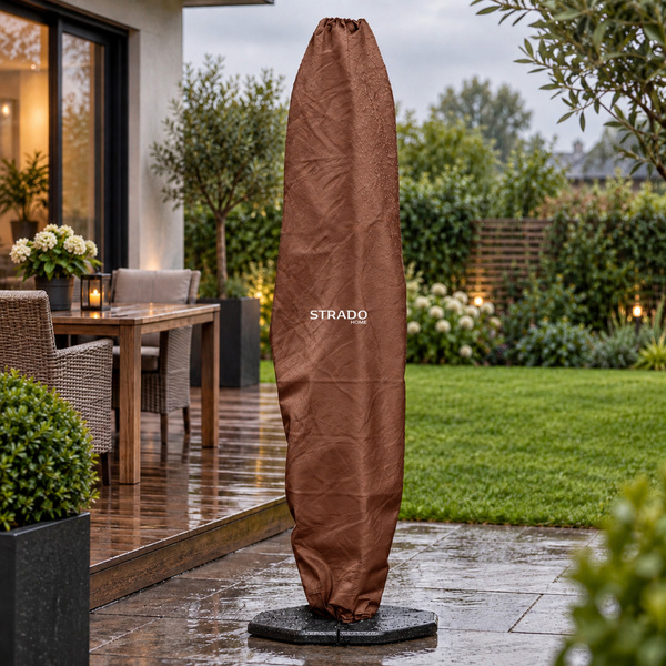 Pokrowiec na parasol ogrodowy 265x70 cm wodoodporny brązowy