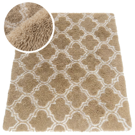 Dywan do salonu shaggy DECOR antypoślizgowy miękki puszysty modny 80x150 Khaki Lantern