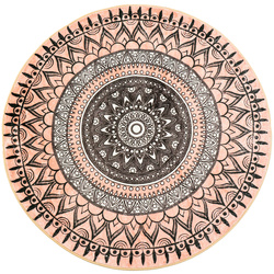 Dywan okrągły Novo 200x200 cm, beżowy Aztecki - pluszowy do salonu