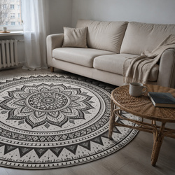 Dywan okrągły Mandala do salonu 100x100 orientalny NOVO antypoślizgowy