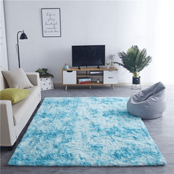 Dywan Ombre Shaggy 200x200 cm, jasny niebieski OmbreBlue - miękki do salonu i sypialni