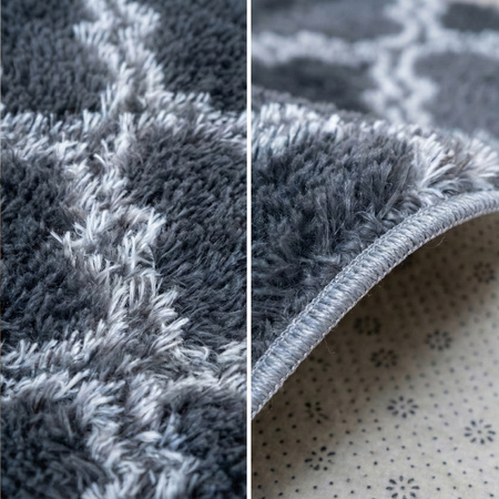 Dywan okrągły do salonu shaggy DECOR antypoślizgowy miękki puszysty 120x120, szary