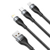 Kabel USB 3w1 Baseus Flash Series, USB-C + micro USB + Lightning, 40W, 5A, 1.2m (Czarny)