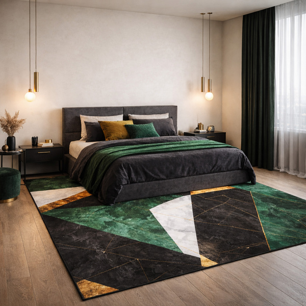 Dywan Novo 140x200 cm - Zielony Marmur - miękki do salonu i sypialni