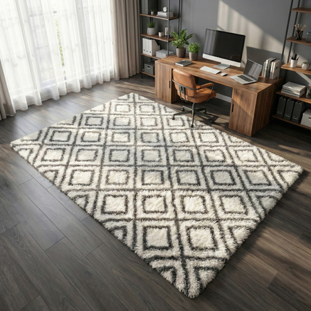 Dywan do salonu shaggy DECOR antypoślizgowy miękki puszysty modny 100x150 White Cube