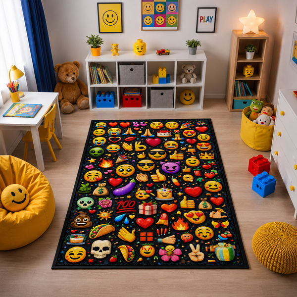 Dywan gamingowy 100x150 dla gracza mata pod fotel antypoślizgowy Emoji 3D
