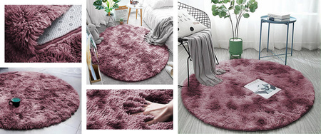 Dywan Okrągły Shaggy Ombre antypoślizgowy nowoczesny salon 160x160, czerwony