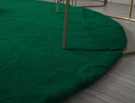 Dywan Okrągły Rabbit futro królika antypoślizgowy puszysty 100x100, butelkowozielony