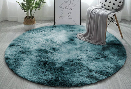 Dywan Okrągły Shaggy Ombre antypoślizgowy nowoczesny salon 160x160, granatowy